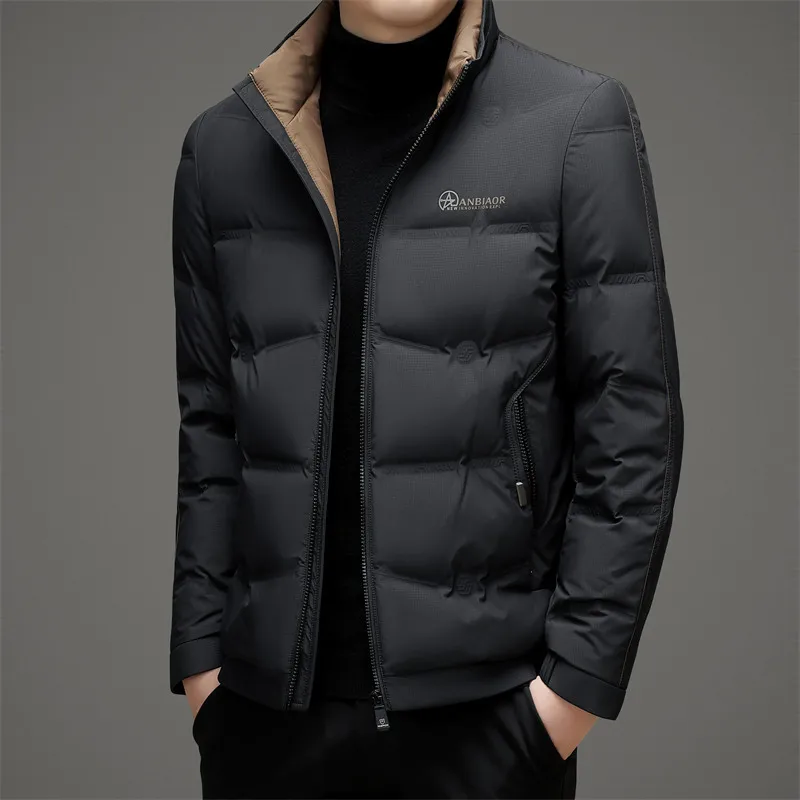 Down Jacket Men\'s 2023 Winter Fashion Thickened Warm Standing Collar Versatile Jacket