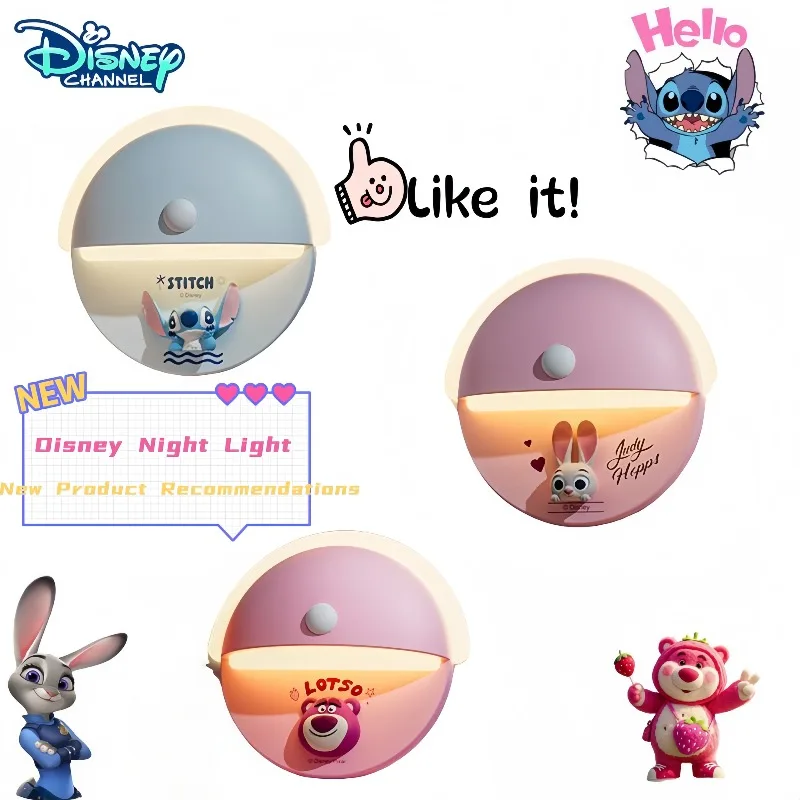 

Ночник Disney Stitch, милый мультяшный креативный перезаряжаемый сенсорный настенный прикроватный светильник для девочек, праздничный подарок