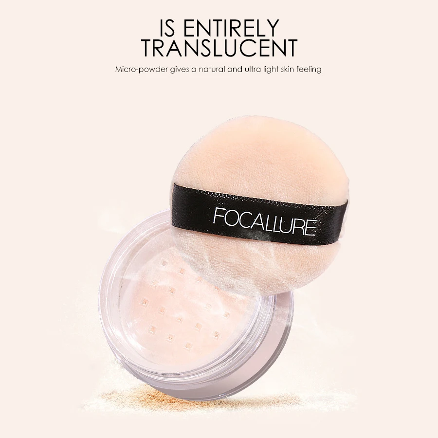 FOCALLURE Makeup Face Powder 3 Colors Makeup Waterproof Loose Cover Powder Skin Finish Oil Control