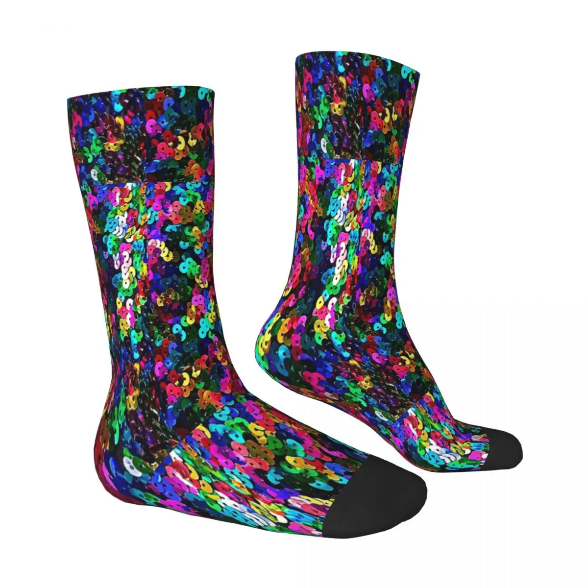 Grandes Chaussettes à Paillettes Colorées pour Homme et Femme, Bas d\'Été Imprimés