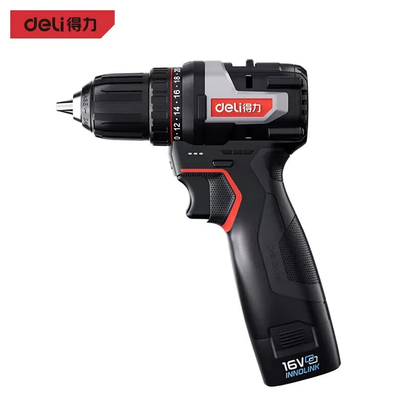 

Deli brushless lithium-ion drill, rechargeable multi-function pistol drill, one battery, one charger, model DE-DZ16-1D2