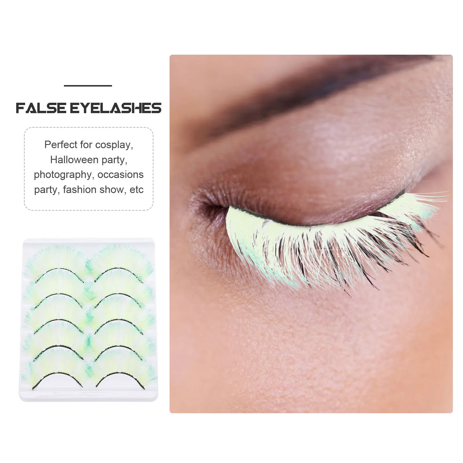 

Colorful False Eyelashes Fluorescent Fake Lashes For Women Natural Look Individual Extensions Curved Design Wedding Party