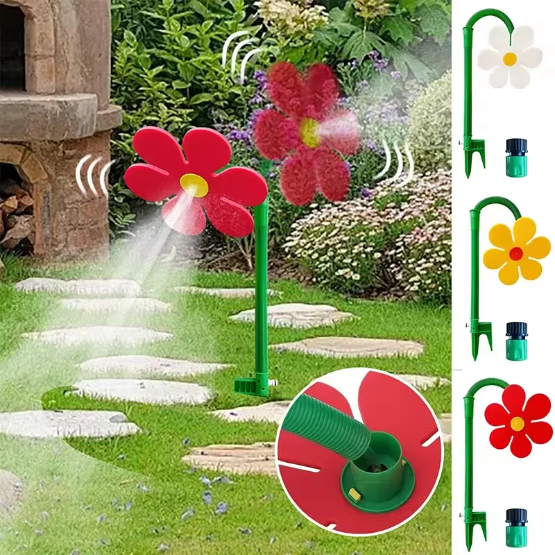 Crazy Dancing Flower Water Sprinklers Funny Sunflower 360° Shaking Rotating Sprinkler Water Spray Toy for Yard Lawn Garden Decor