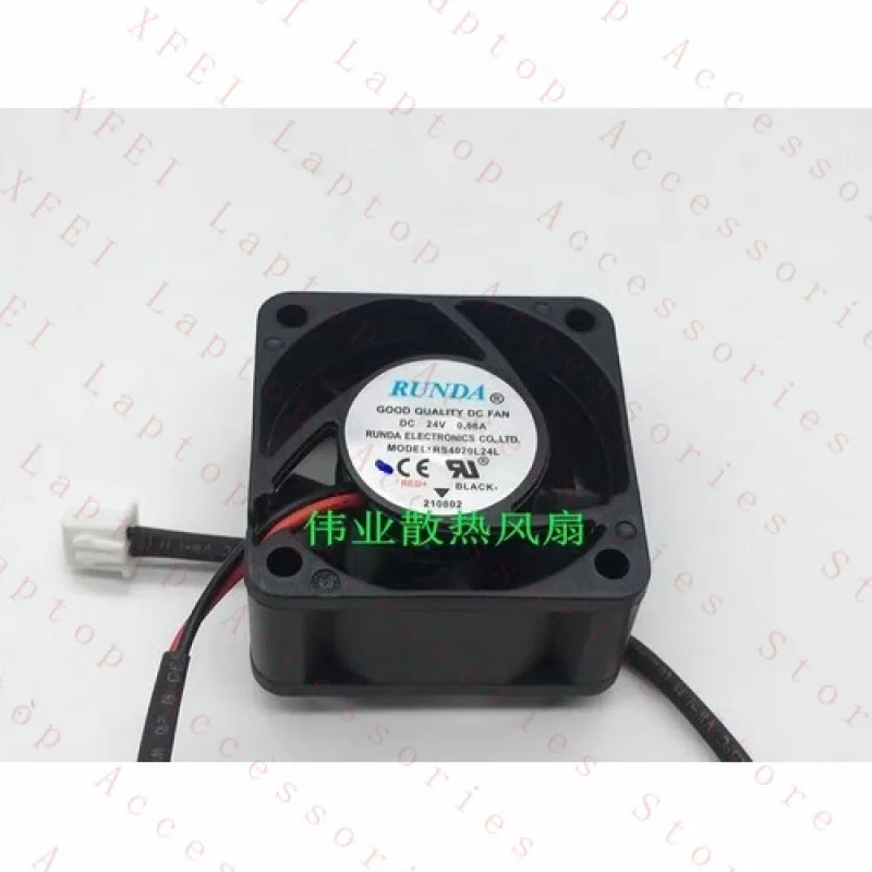 F for RUNDA RS4020L24L DC24V 0.06A 40*20MM 4020 2-Wire Cooling Fan