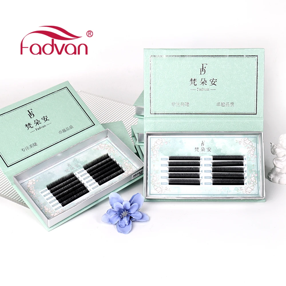 Fadvan 5DW Shape Eyelashes Extension 0.05/0.07 Faux Mink B/C/D/DD/LC 8-14mm Black Premade Fan Lashes Extension