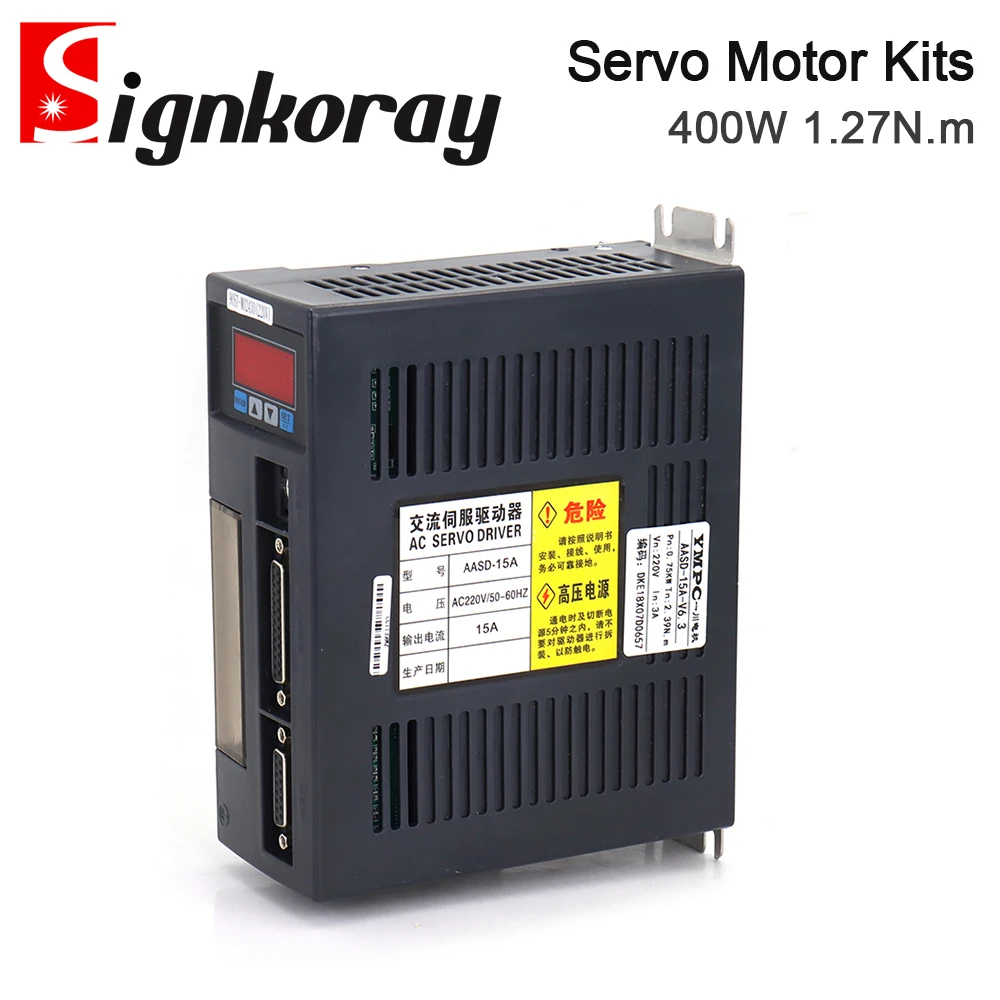 SignkoRay 400W 1.27N.m AC Servo Motor Driver Kits 3000RPM 220V AC Motor AASD-15A+60ST-M01330 for CNC Router