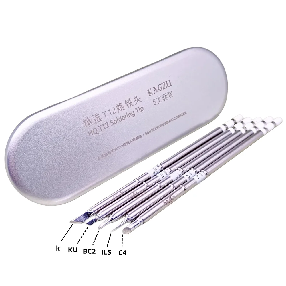 5PCS T12-KU ILS JL02 BC1 BL series Solering iron tips storage box metal case for T12 Soldering iron tips