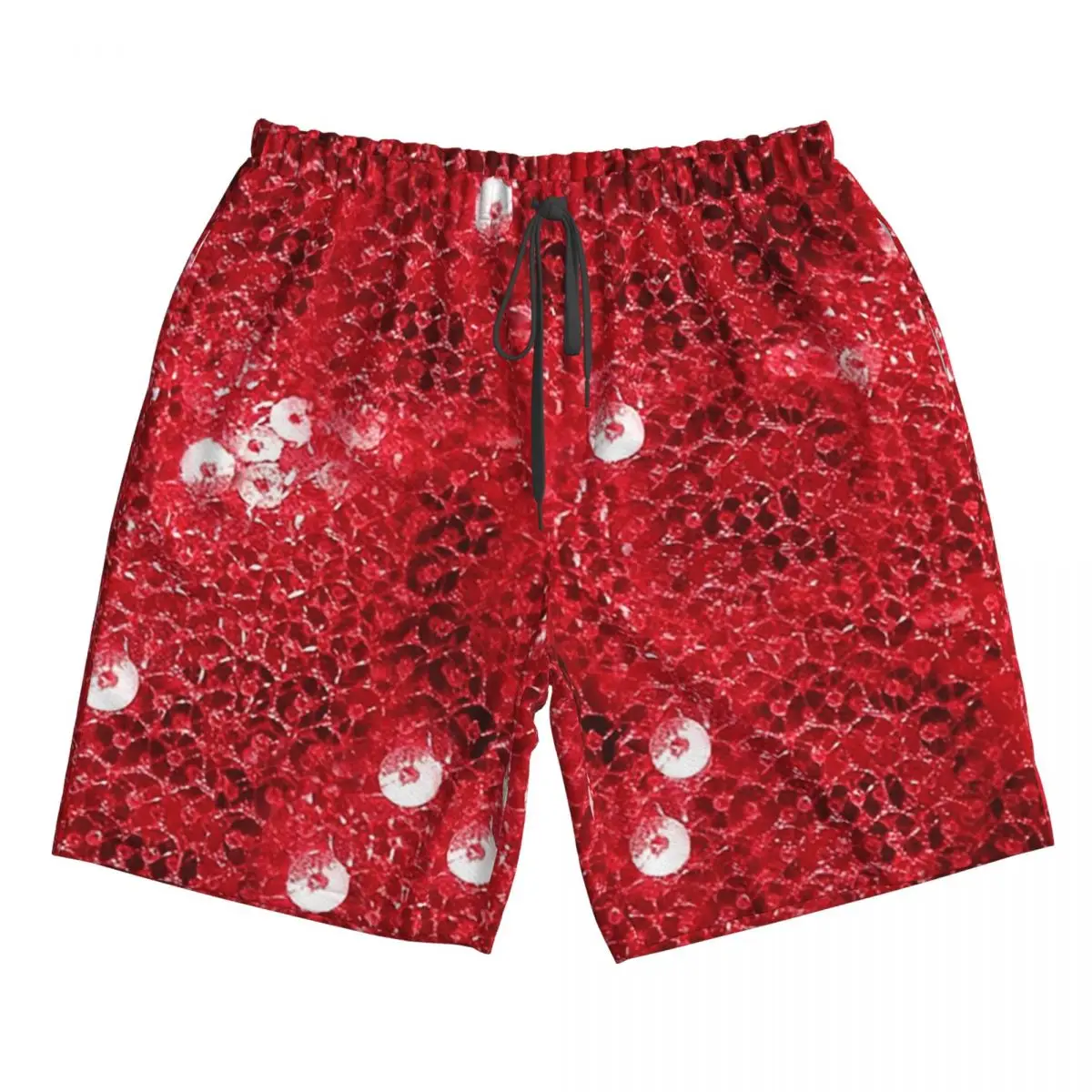

Festive Red (Sequins ) Trunks Beach Board Shorts Casual Quick Dry Swim Summer Men Pants