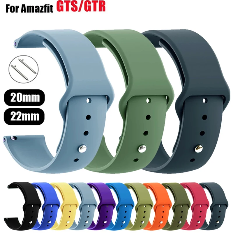 20mm/22mm Silicone band For Amazfit GTS 4/3/2/2e/GTS2 Mini/GTR 42mm/47mm/GTR 4/3 Pro/2 Sport Watch Bracelet Amazfit bip strap