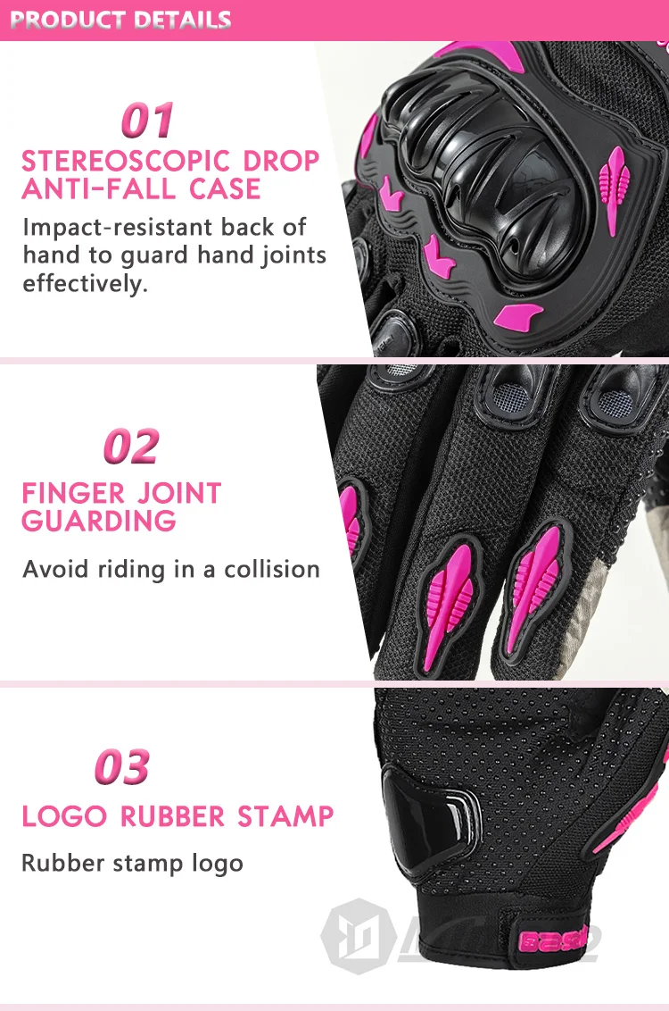 Sommer Dame Rosa Motorrad Handschuhe Frauen Atmungsaktive Motorrad Reiten Handschuhe Anti-herbst Touch Funktion Motocross Moto Biker Handschuhe – Detail 8