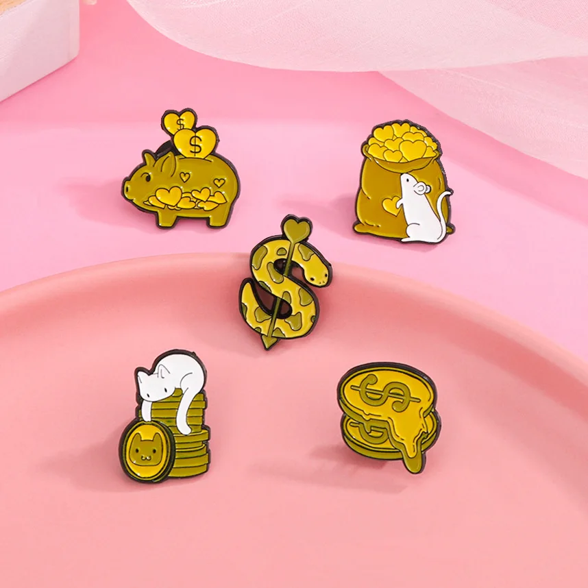 

Эмалированная брошь с изображением доллара, кошелек, устройство для денег, полностью загруженная мультяшная сумка для денег, металлический значок, булавки для одежды, ювелирные изделия, подарок другу