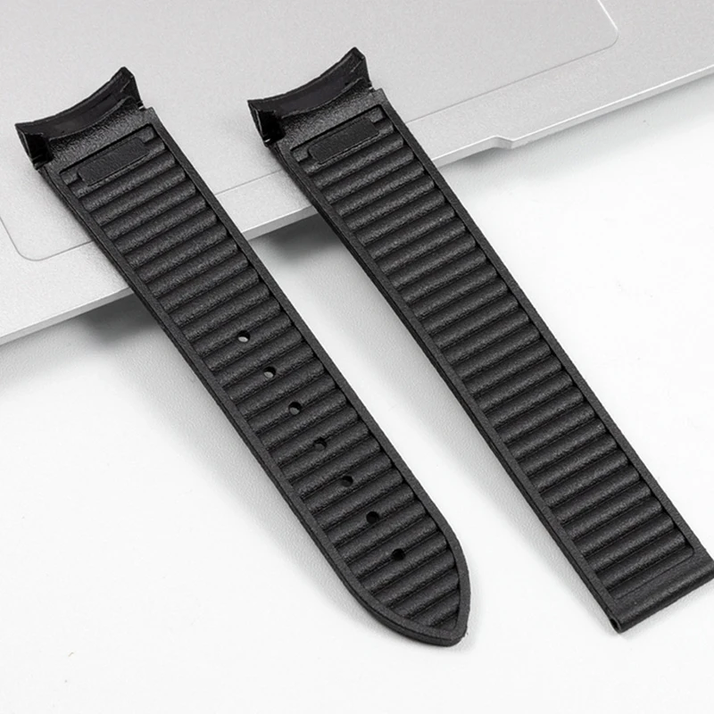 Rubber Watch Strap for Omega for Seamaster 300 Watchband High-Quality Watch Band Folding Clasp Men Curved End Watch Accessories