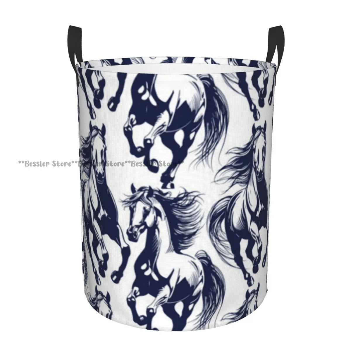 Foldable Laundry Basket for Dirty Clothes Galloping Horse With Developing Mane And Tail Storage Hamper