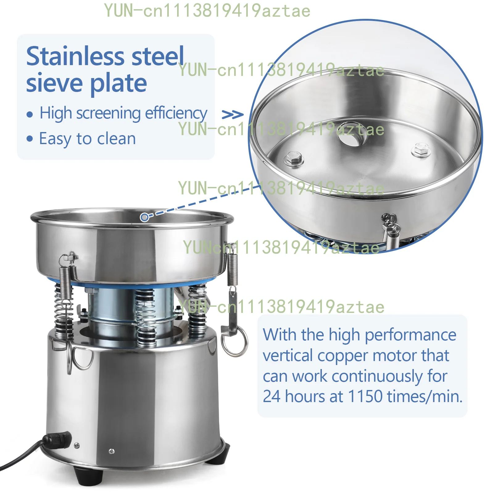 20CM Mini Electric Vibrating Sieve Shaker Stainless Steel Screen Lab Machine For Powder Granule Separation