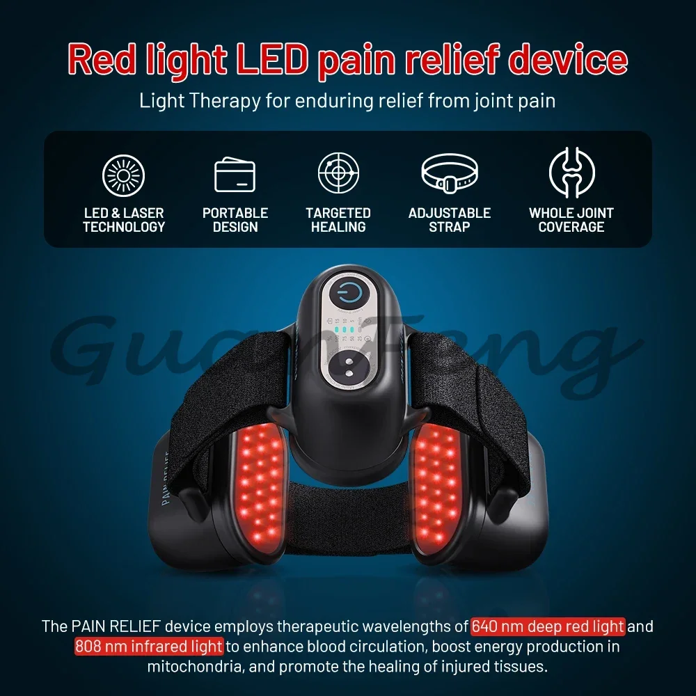 Manufacturer Cordless 660nm 850nm Inf=rared Red Light Therapy Heating Knee Massager for Joint Elbow Shoulder Pads Pain Relief