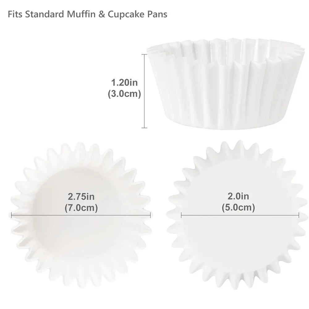 200pcsWhite Cupcake Liners Non-Stick Baking Cups Muffin Cupcake Wrapping Paper Wrinkle-Resistant Muffin Cups for Wedding Kitchen