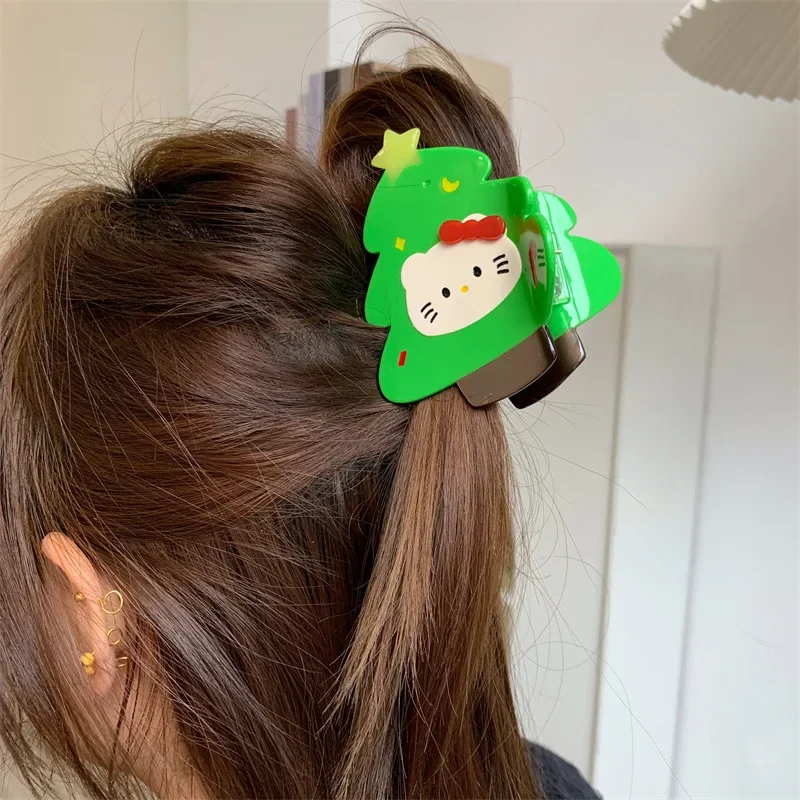 

Creative Design Christmas Tree Cartoon Cat Acetate Hair Grab Clips Artistic Girl Hair Claw Shark Hair Accessories for Girls