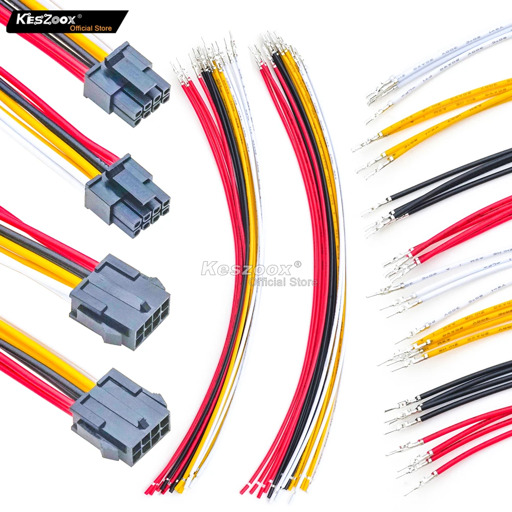 Molex 3.0mm Connector Socket Kit by Keszoox, 43025/43020-0800 Series, Male & Female, 2 Sets, 8 Pole, 210mm Pre-Crimped Wires