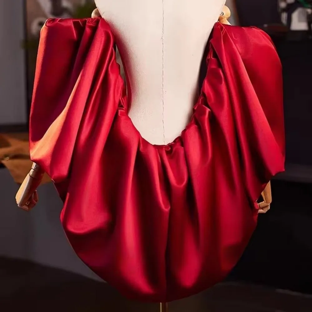 DIY 110cm Dress Gloves Shawl Ruffles Exaggerated Performance Wrap Handmade Satin Prom Dress Gloves Wedding Bridal Prom