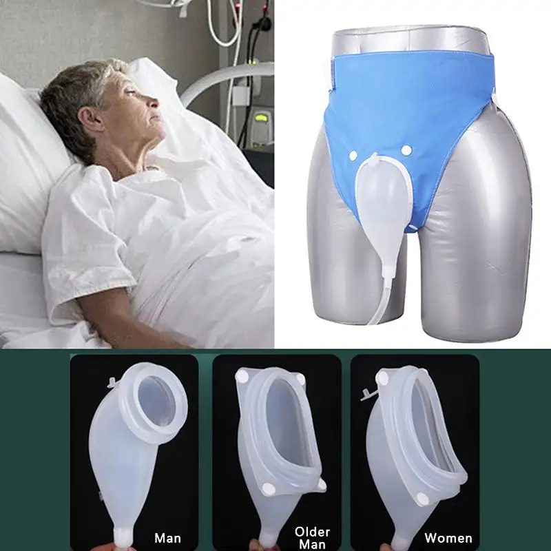 Reusable Male Urinal Silicone 2000ml  Bag Collector Portable Pee Funnel for Hospital Bedridden Patient Outdoors