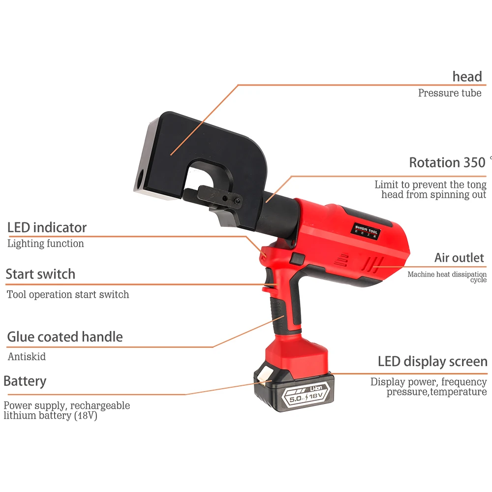 12 Ton Portable Hydraulic Punching Tool Stainless Steel Plates Rechargeable Li-ion Battery CE Approved 6.5-20.5mm