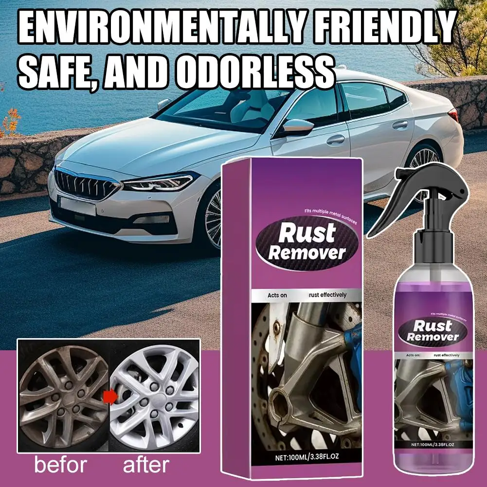 1/3/5Pcs Car Rust Remover Spray Safe Auto Paint Metal Surface Treatment for Chassis, Wheels, Tools Prevents Corrosion Degreaser