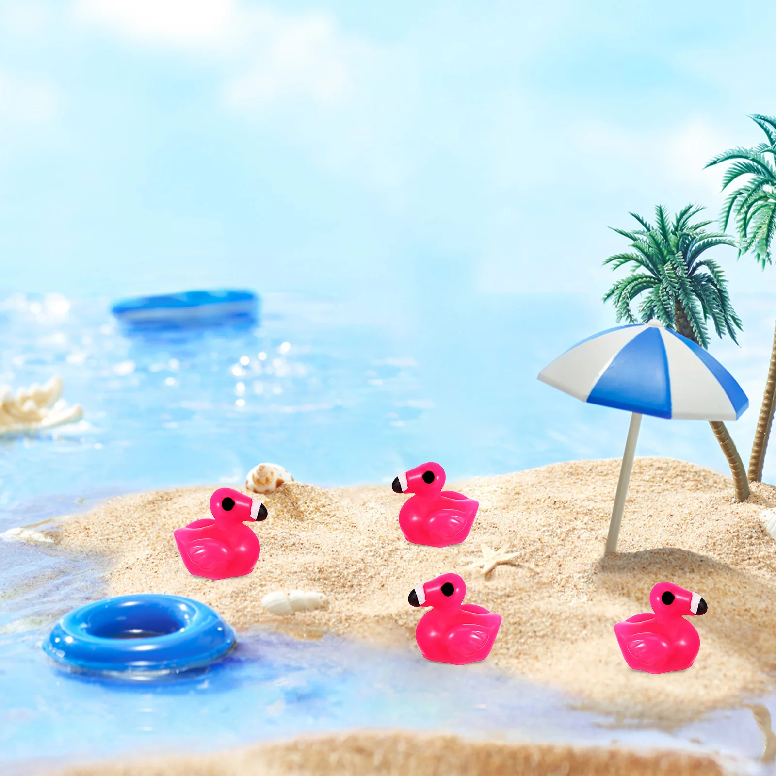

80 Pcs Resin Flamingo nament Mini Animals Figures Garden Decorations Dining Table Miniature Figurines Tropical Flair Elegant