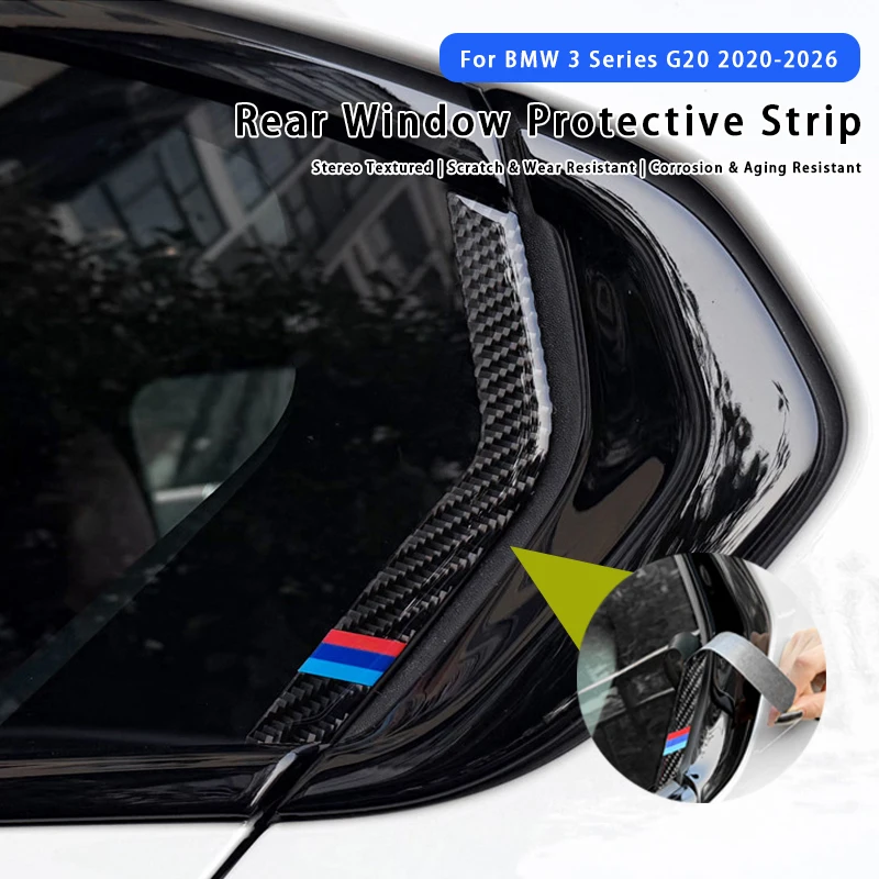 For BMW 3 Series G20 2020-2026 Real Carbon Fiber Car Rear Window Protective Strip Cover Sticker Auto Accessories