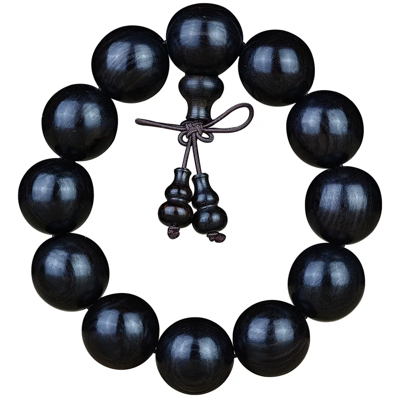 East African Ebony Bracelet Purple Sandalwood Old Material Submerged Buddha Bead Log HandString Men\'s Jewelry Popular Black Bead