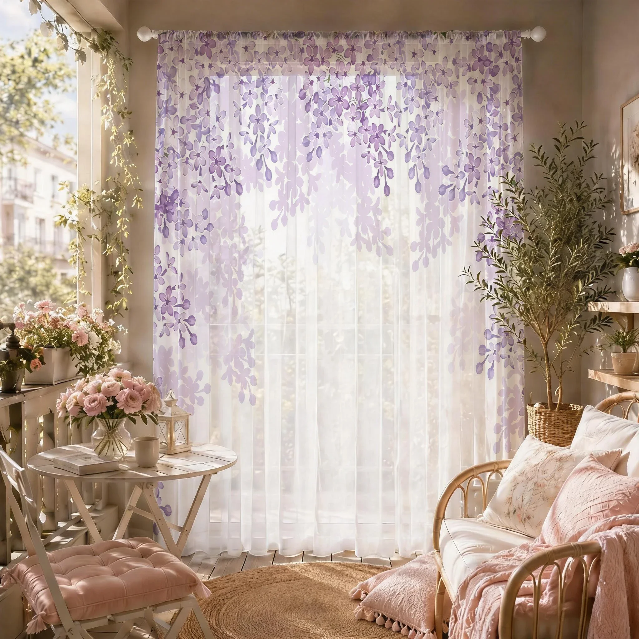 Light Reducing Gradient Sheer Curtain, Good Quality  Privacy Asazal Solid Voile for Living/Bedroom/Kids Room,Mother's Day Gift