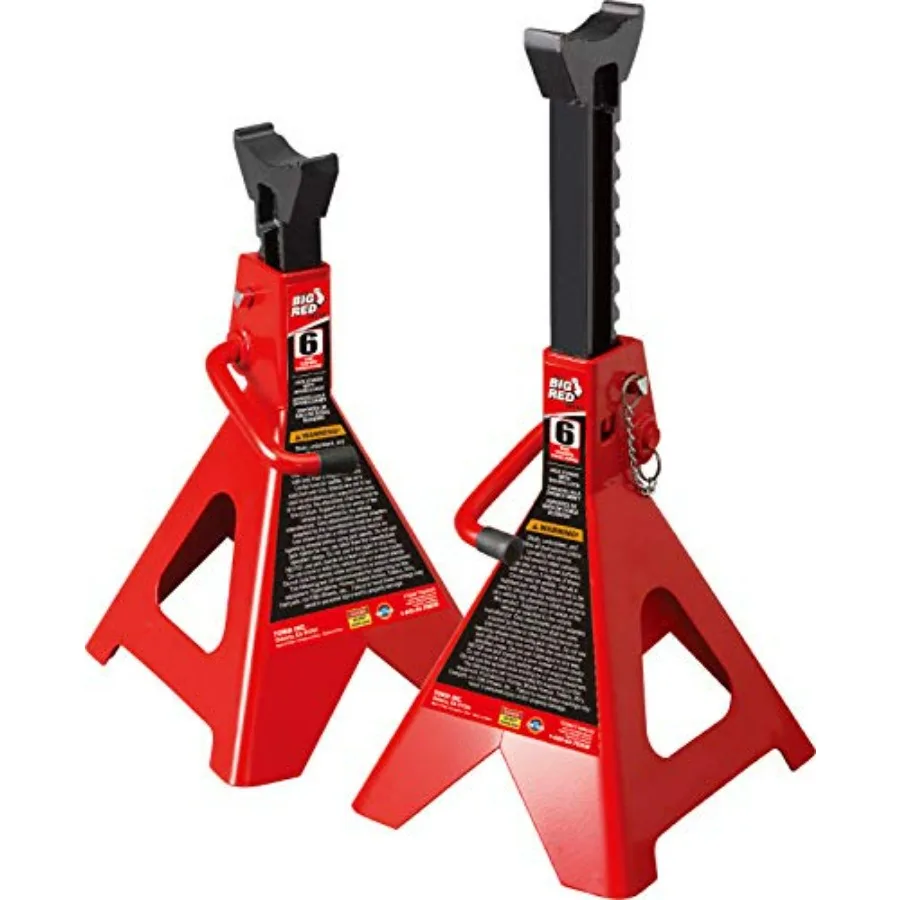 

T46002A Steel Jack Stands Double Locking 6 Ton 12000 lb Ccity Red 1 Pair