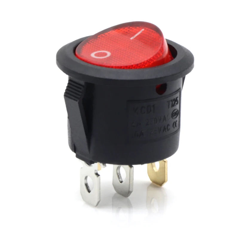 1~300pcs Rocker Switch KCD1 Round 2/3Pin ON-OFF-ON 2/3 Position 6A/250VAC 10A/125VAC SPST 23mm LED Car Push Button Switches