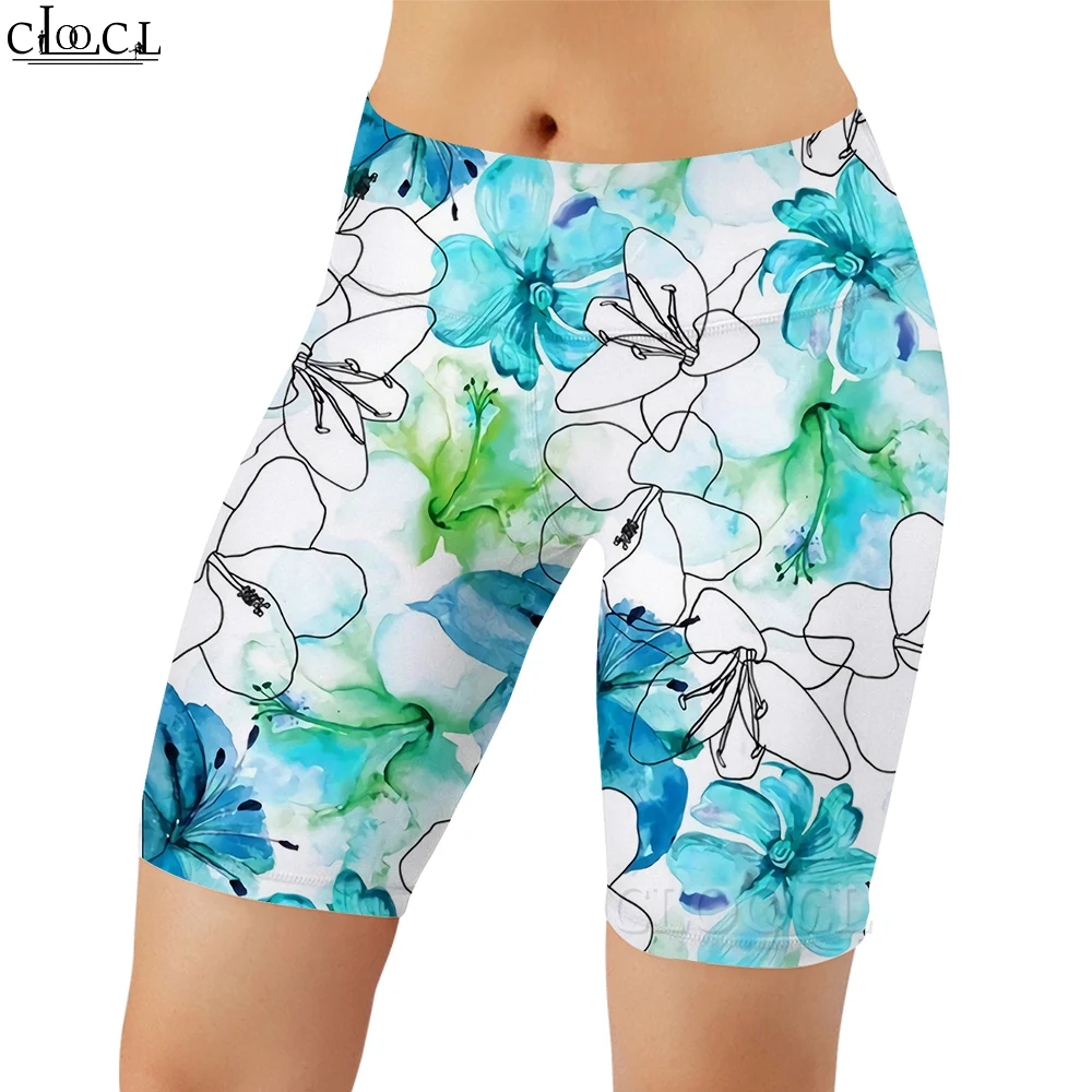 CLOOCL Dames Legging Groene Bladeren 3D Grafische Gedrukte Shorts Casual voor Dames Outdoor Workout Sport Push-up Hoge Taille Broek