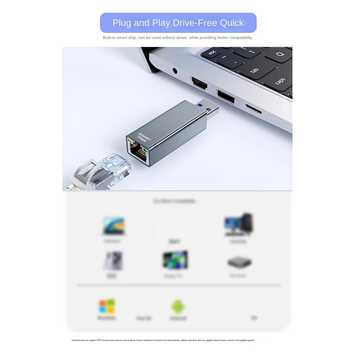 

Доступен адаптер USB 3.0 к Gigabit Ethernet Адаптер USB к Ethernet RJ45 Подходит для ноутбуков и настольных компьютеров
