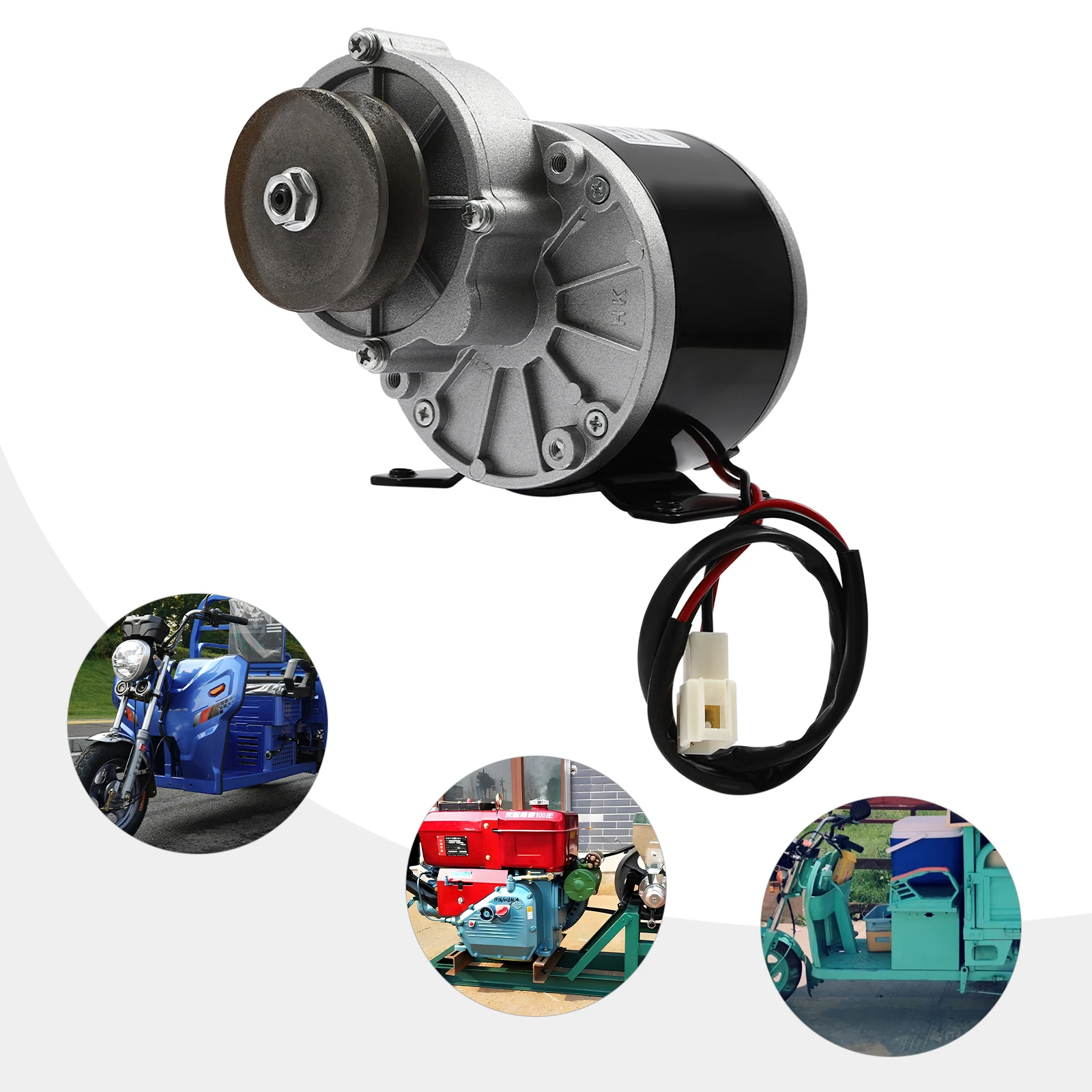 

High Torque Belt Pulley Gear Reduction Motor - Durable Iron & Copper Brushed DC Motor with 2750 RPM, for Scooters, E-Bikes 250W