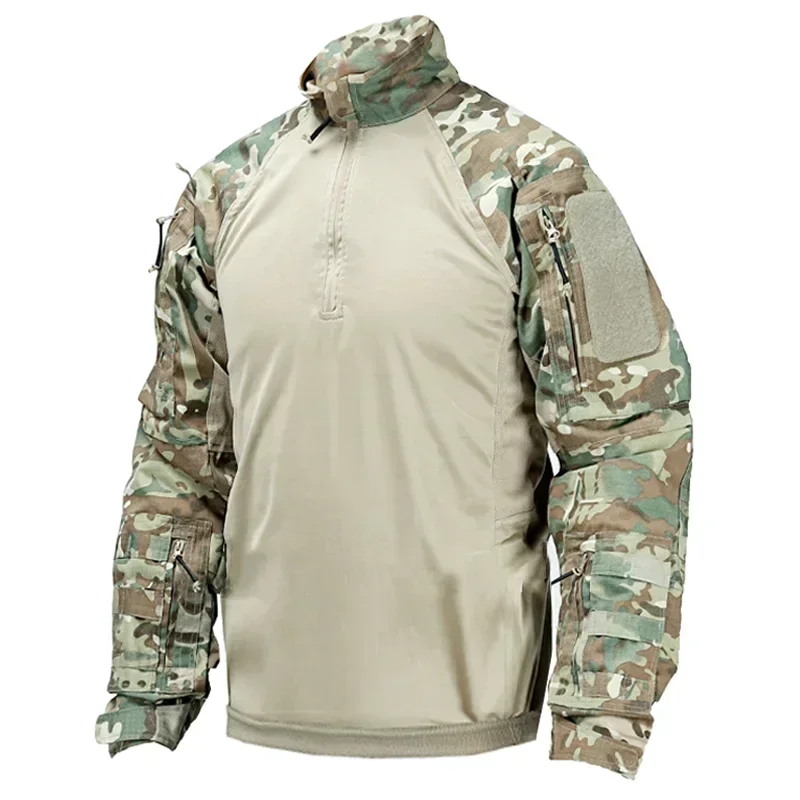 2024 Hot New Men Multicam Uniform Combat Shirt Tactical Shirt Long Sleeve Paintball Camping Hunting Clothing