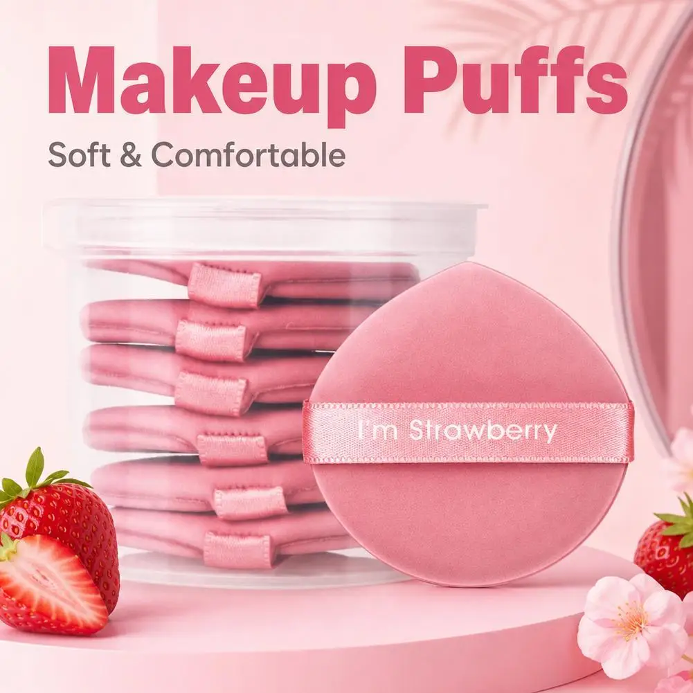 7 Pieces Pink Drop-Shaped Powder Puff Set Wet And Dry Use Makeup Sponge Non-Absorbent Foundation Air Cushion Puff Beauty Tools
