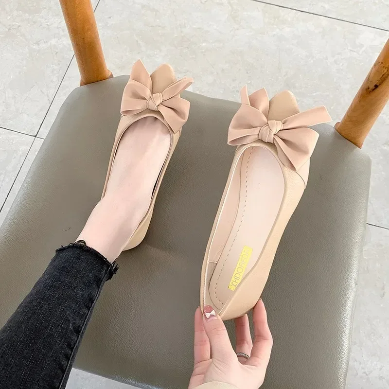 Women Flats Ballet Shoes Female Flats Office Work Shoes   Loafers Flat Shoes Bow One Pedal Casual Beanie  2024