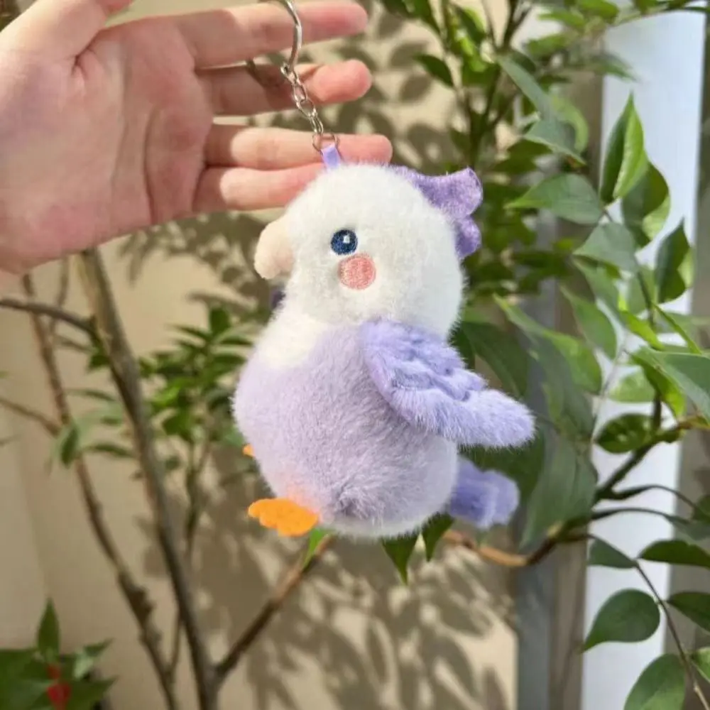 Bonito animal pássaro chaveiro de pelúcia simulação realista papagaio boneca de pelúcia kawaii pardal peludo pássaros chaveiros presente aniversário