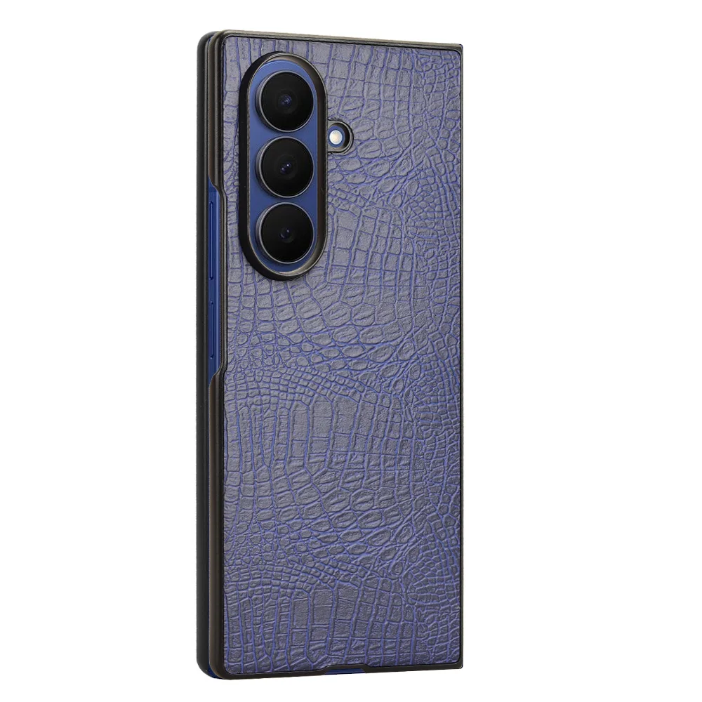 For Samsung Galaxy Z FOLD 7 5G Fusion Crocodile skin Texture PU Leather + Hard PC Case For SamsungZFOLD7 Phone Coque