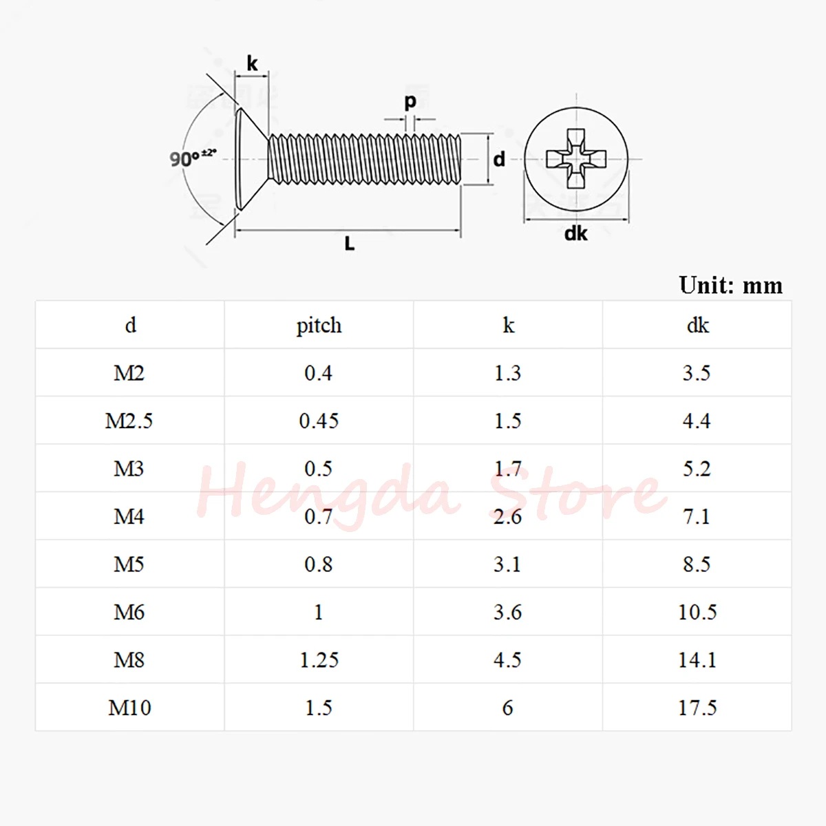 M2 M2.5 M3 M4 M5 M6 M8 M10 Aluminium Alloy Phillips Flat Head Machine Screw Alu GB819 Cross Recessed Countersunk Head Screw Bolt