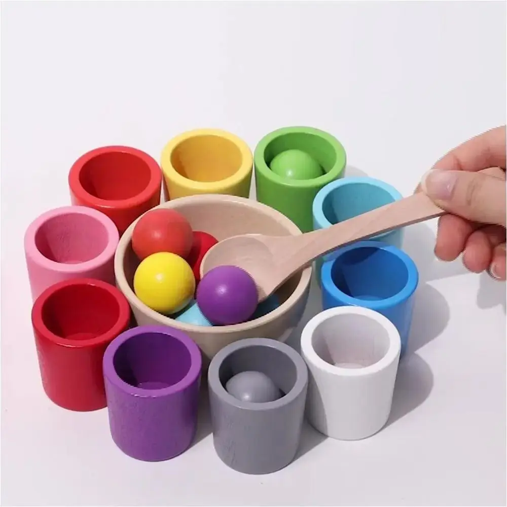 10 cores classificador de cores jogo brinquedos jogos de cognição bolas de madeira em copos montessori aprendizagem treinamento classificação correspondência brinquedos