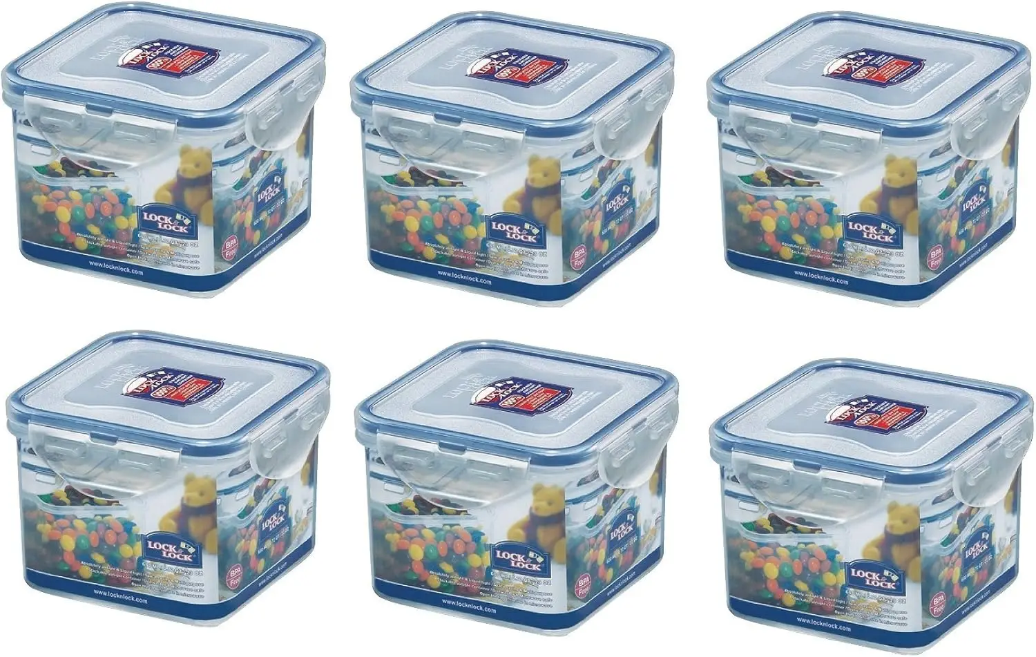 

Lock & Lock, No BPA, Water Tight, Food Container, 2.8-cup, 23-oz, Pack of 6, HPL851