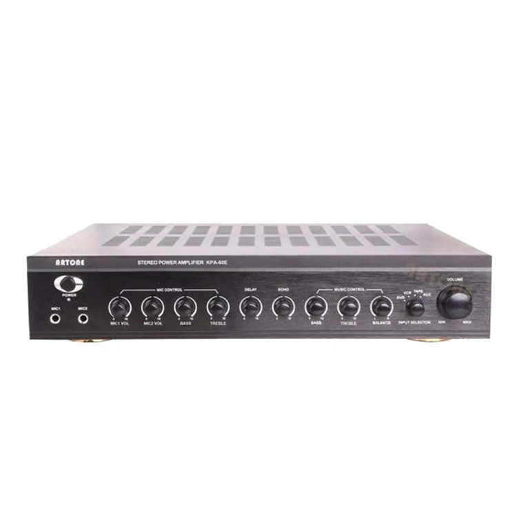High Quality Aluminum Stereo Amplifier 4 Inputs 2CH 60W KPA-60E Karaoke Amplifier