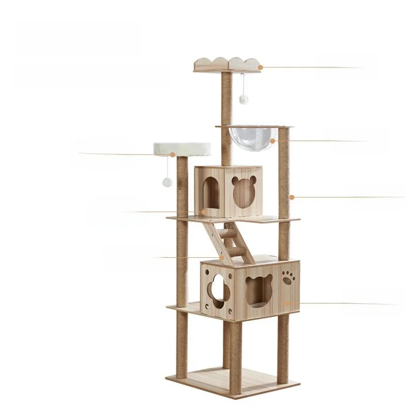 

Real Wood Climbing Frame Spacecrt Nest Four Seasons Universal Scratch Post Claw Board Suspension Bed Vi...