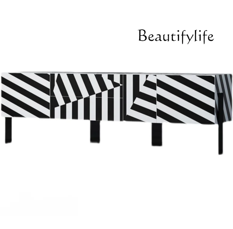 Modern personality zebra TV art special-shaped paint creative TV cabinet floor storage living room cabinet