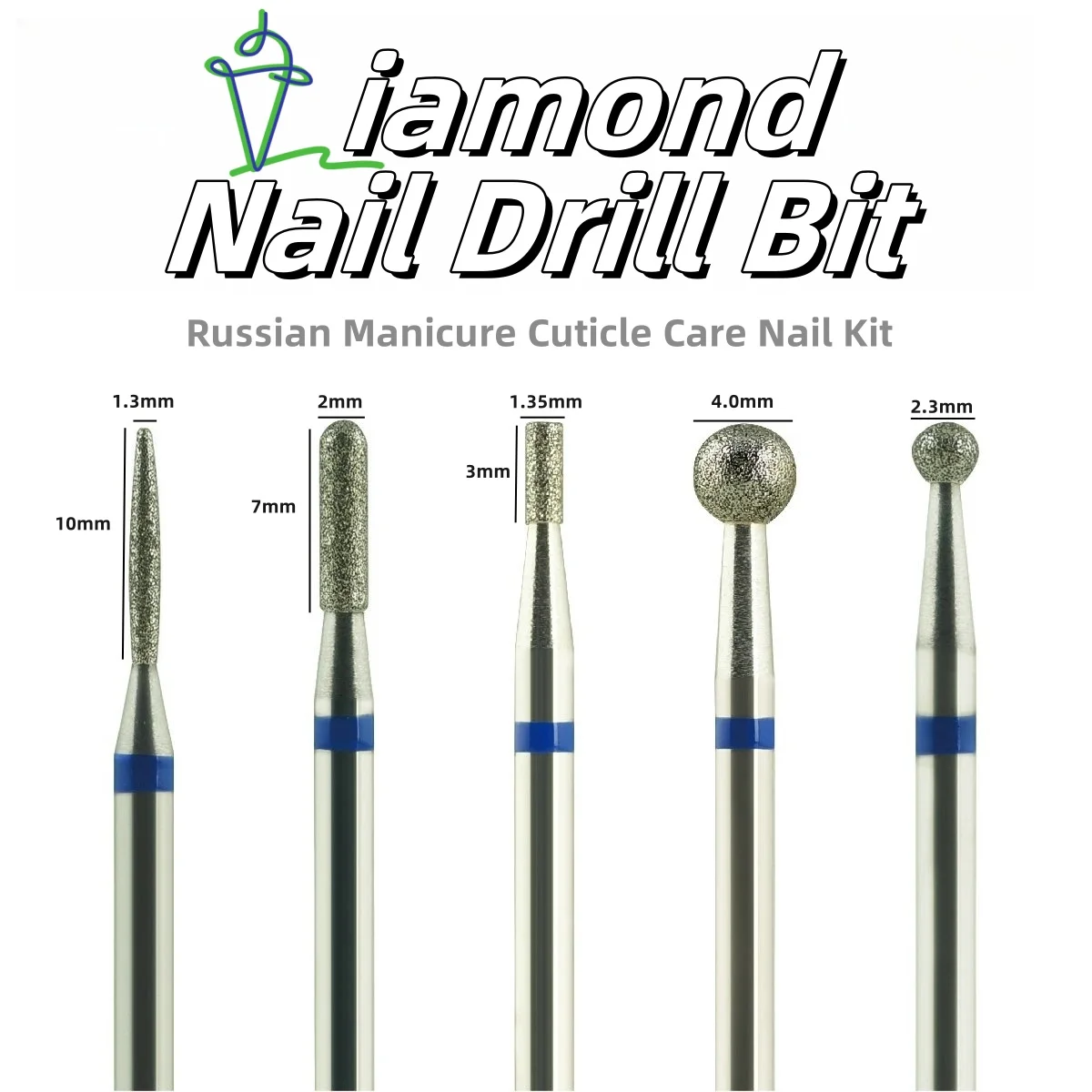 5 قطعة الماس مسمار مثقاب مجموعة من قواطع الطحن ل مانيكير الماس بت بشرة إزالة بت الأظافر لآلة الحفر الكهربائية #2