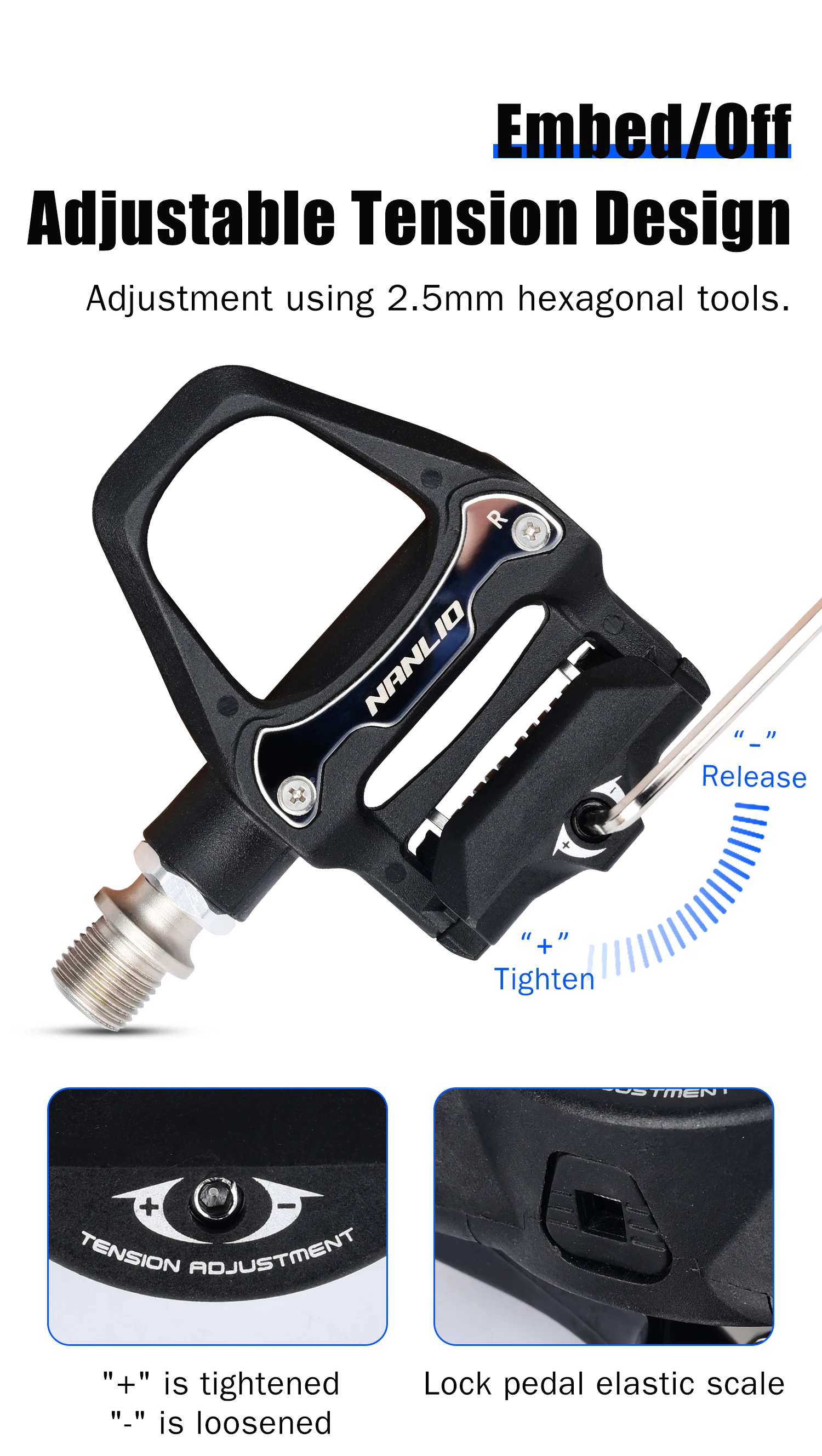 Nanlio SPD-SL Rennrad-Pedale, Klickpedale mit 6 ° Stollen, Leichtes Hybrid-Nylon/Legierung, abgedichtetes Lager (Bestseller) – Detail 16