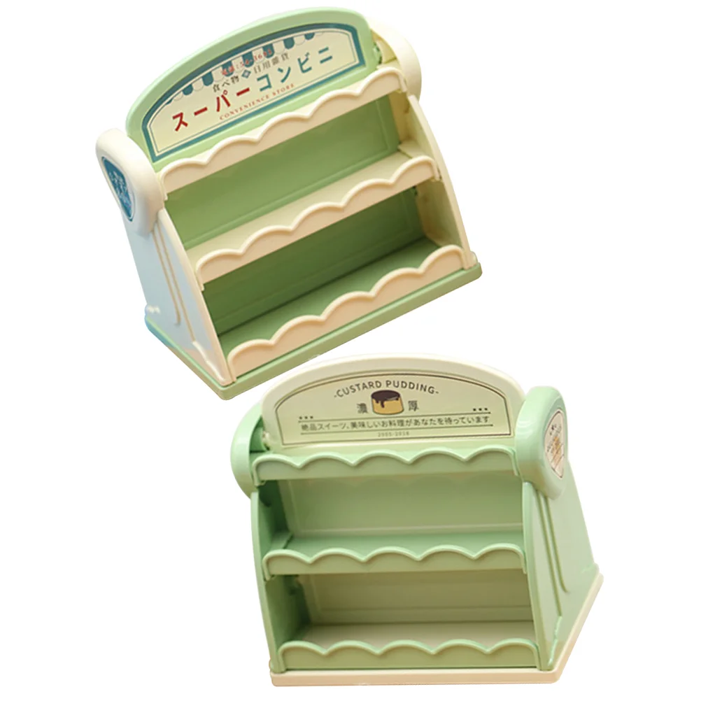 

2 Pcs Mini Shelf Miniature House Bedroom Decor Furniture Ornament Small Display Stand Abs Rack