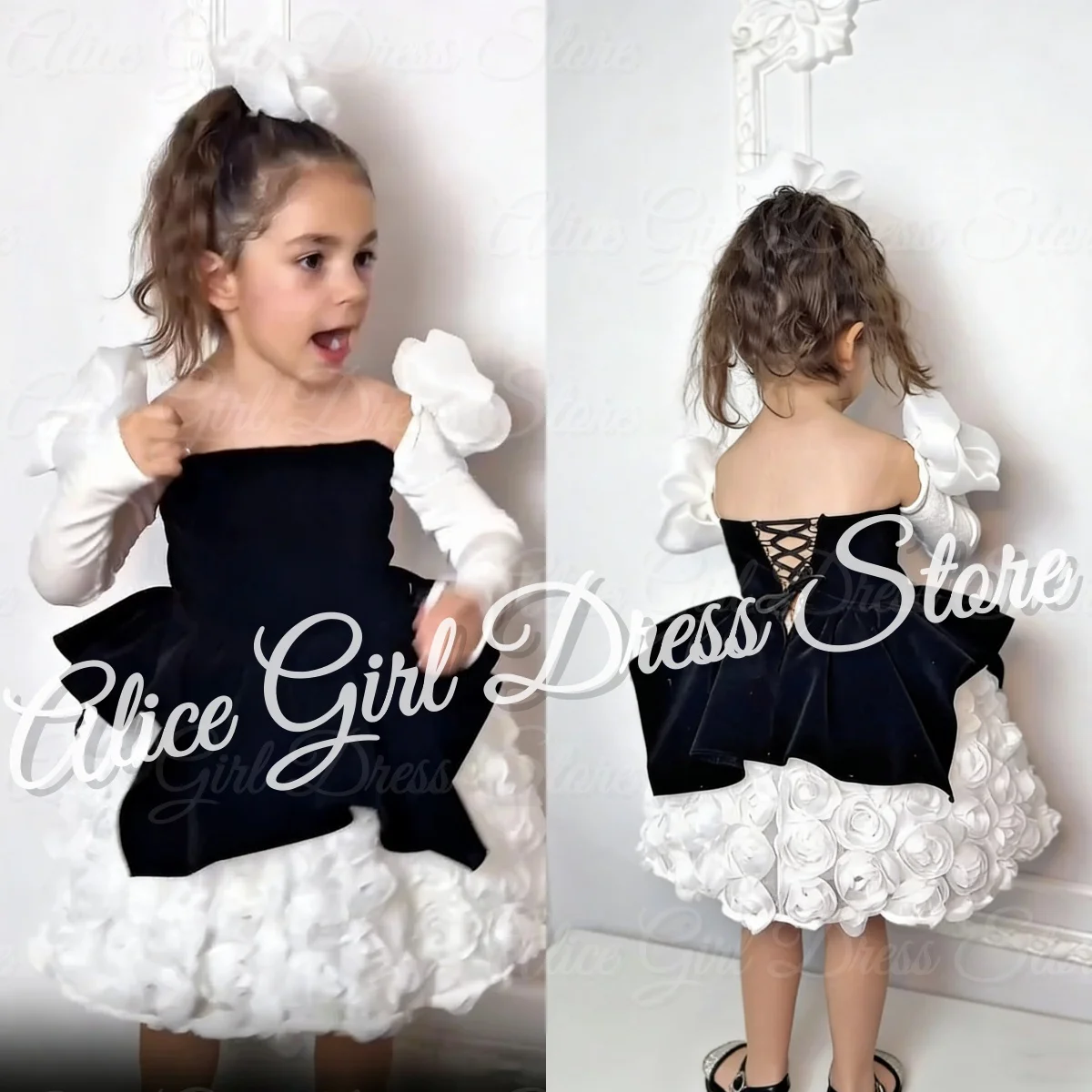 Maßgeschneiderte schöne Blumenmädchenkleider für die Hochzeit mit Blumenmuster, knielang, für Mädchen, Kindergeburtstag, Erstkommunion